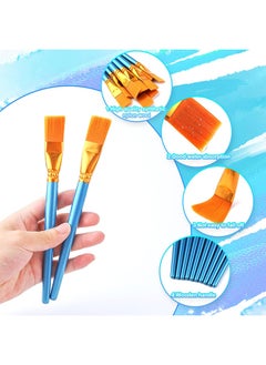 Depend 6 Piece Nylon Paint Brushes Set For Acrylic Painting 1 Inch Wide Flat Brushes For Artists, Professional Quality For Gouache Acrylic Oil Watercolor Face Nail Body Art Watercolors Blue  - Image 4