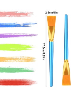 Depend 6 Piece Nylon Paint Brushes Set For Acrylic Painting 1 Inch Wide Flat Brushes For Artists, Professional Quality For Gouache Acrylic Oil Watercolor Face Nail Body Art Watercolors Blue  - Image 2