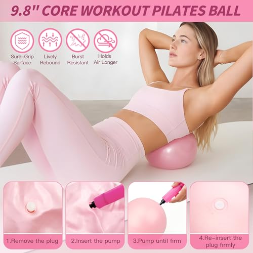 NANATI Pilates Kit 18PCS,Pilates Essentials Kit for Women,Pilates Equipment with 14.5" Pilates Ring and Ball,7 Resistance Bands,Ankle Weights,Sliders & Grip Socks Accessories for Starter Home Workouts - Image 4