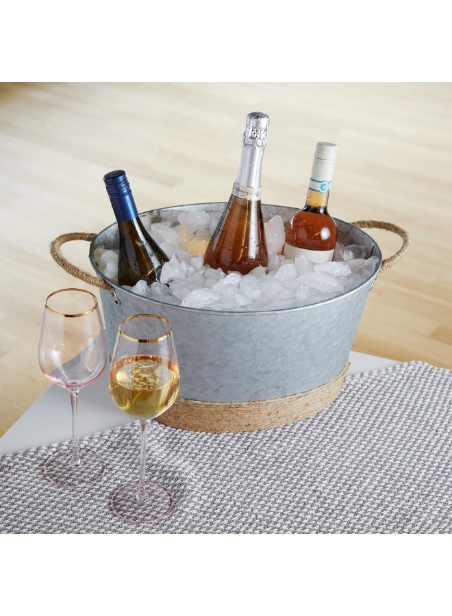 Twine Seaside Jute Rope Wrapped Farmhouse Galvanized Ice Metal Beverage Tub Wine Beer Bottle Bucket 45 Gallons - Image 5