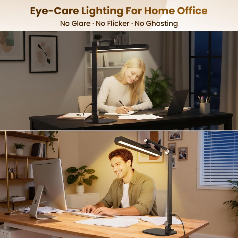 LIONVISON Desk Lamps for Home Office: 2 in 1 Eye-Caring Modern LED Desk Lamp for Worker - 5 Color Temperature 10 Brightness Computer Light - Memory & Timer Func Desk Light for Student, Seniors - Image 2