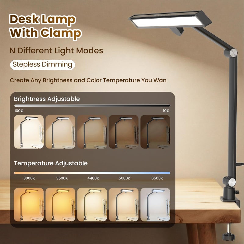 LIONVISON Desk Lamps for Home Office: 2 in 1 Eye-Caring Modern LED Desk Lamp for Worker - 5 Color Temperature 10 Brightness Computer Light - Memory & Timer Func Desk Light for Student, Seniors - Image 5