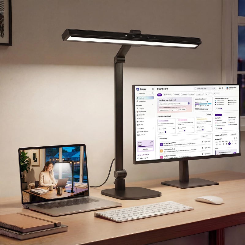 LIONVISON Desk Lamps for Home Office: 2 in 1 Eye-Caring Modern LED Desk Lamp for Worker - 5 Color Temperature 10 Brightness Computer Light - Memory & Timer Func Desk Light for Student, Seniors - Image 1
