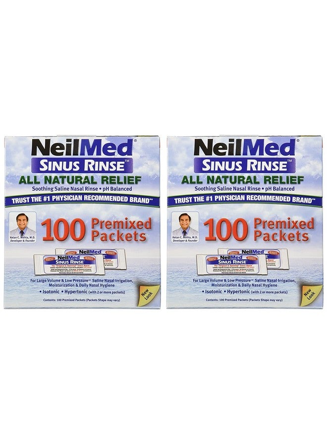 NeilMed Sinus Rinse 100 Premixed Packets - All Natural Nasal Irrigation for Sinus Relief, Moisturization, and Daily Hygiene - Drug-Free, Preservative-Free (Pack of 2) - Image 1