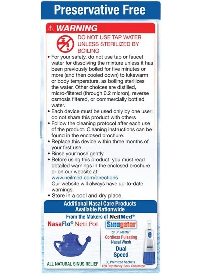 NeilMed Sinus Rinse 100 Premixed Packets - All Natural Nasal Irrigation for Sinus Relief, Moisturization, and Daily Hygiene - Drug-Free, Preservative-Free (Pack of 2) - Image 4