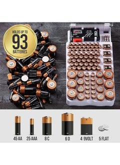 General The Battery Organizer Storage Case with Hinged Clear Cover, Includes a Removable Battery Tester, Holds 93 Batteries Various Sizes  - Image 2
