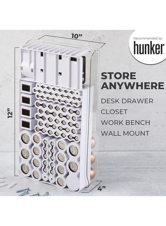 عام حافظة تخزين البطاريات مع غطاء شفاف مفصلي ومزودة بفاصل قابل للإزالة للاختبار، تستوعب 93 بطارية بأحجام مختلفة. - Image 5