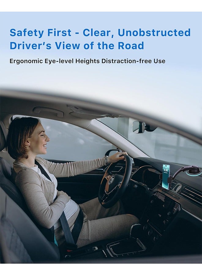 اتش واي 360 درجة الدورية العالمي الهاتف الخليوي جبل لوحة القيادة الزجاج الأمامي تنفيس الهواء [ذراع تعديل متعدد الزوايا] حامل هاتف داش ، حامل الهاتف الخليوي للسيارة ، للسيارة تناسب جميع الهواتف المحمولة - Image 2