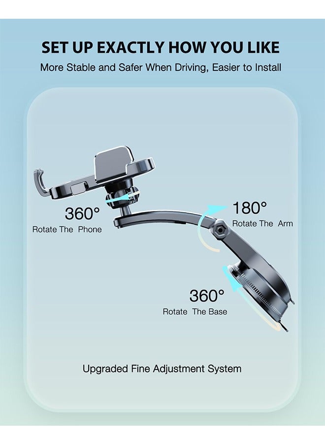 اتش واي 360 درجة الدورية العالمي الهاتف الخليوي جبل لوحة القيادة الزجاج الأمامي تنفيس الهواء [ذراع تعديل متعدد الزوايا] حامل هاتف داش ، حامل الهاتف الخليوي للسيارة ، للسيارة تناسب جميع الهواتف المحمولة - Image 4