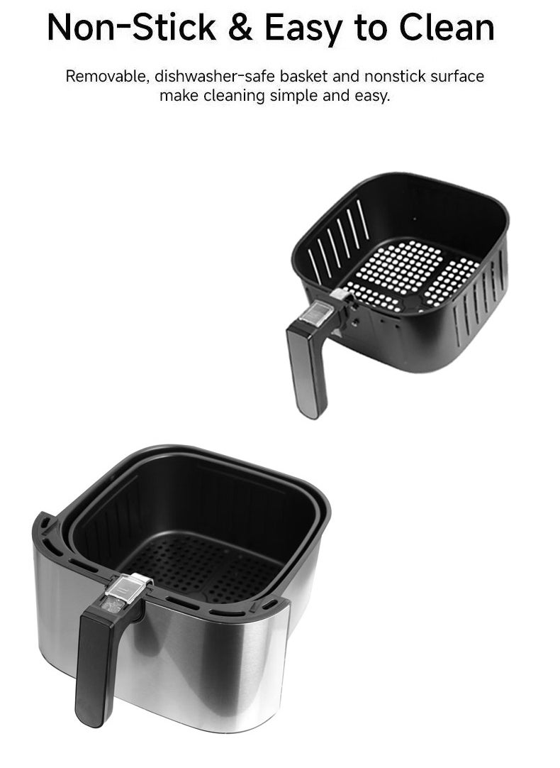 Tornado Keratiner Air Fryer, 9L Family Size, One-Touch Digital Control Presets, French Fries, Chicken, Fish, Nonstick Dishwasher-Safe Parts, Automatic Shutoff, Stainless Steel  - Image 4