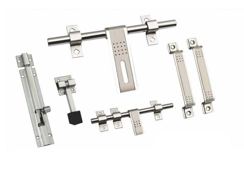 RAB Door Kit 10" Stainless Steel (1-Aldrop, 1-Latch, 2-Handle, 1-Tower Bolt, 1-Door Stopper, Code:- DOT, Size:- 10"-2mm Full Gage) - Image 2