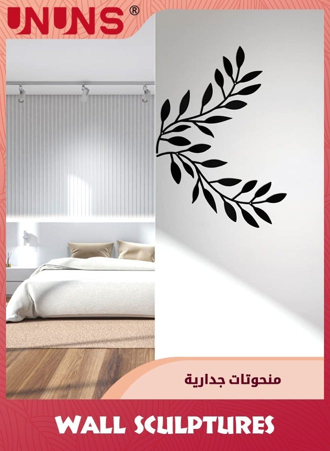 يو إن يو إن أس 2-Piece Metal Tree Leaf Wall Decor,Vine Olive Branch Art Wrought Iron Scroll Above The Bed,Living Room,Outdoor Decor - Image 4
