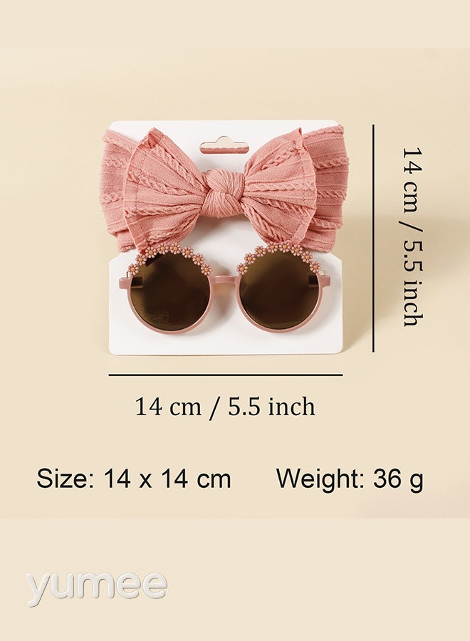 يمي مجموعة عصابات الرأس ونظارات شمسية للأطفال – 2 مجموعة من عصابات الرأس الناعمة القابلة للتمدد المصنوعة من النايلون - Image 2