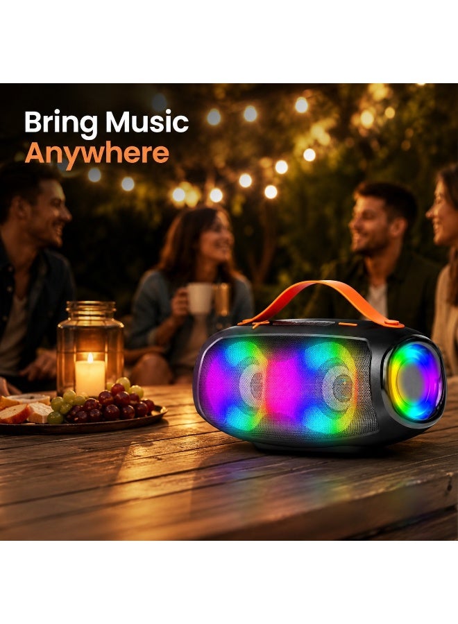 Smartbarry M96 Portable RGB Bluetooth Speaker 16W Wireless Speaker with Dual Drivers, 2400mAh Rechargeable Battery, Waterproof Outdoor Audio System, Deep Bass, LED Lights, USB & TF Card Support, Carry Handle - Image 2