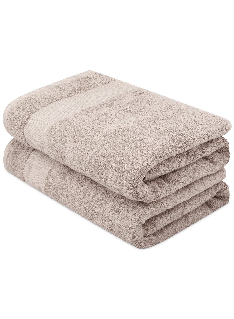 Aten Homeware ATEN Homeware Supreme Egyptian Cotton Bath Towel Set – 2 Piece Set with 2 Extra Large Bath Towels 70 x 140 cm, Ultra Soft, Highly Absorbent, OEKO-TEX Certified, Made in Egypt - (Café) - 2 PIECES - Image 1