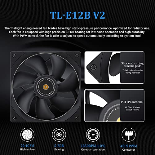 Thermalright Frozen Prism 360 Black AIO Water Cooler,Liquid CPU Cooler, 3×120mm PWM Fans Water Cooling System,1850RPM High Speed,Compatible with AMD/AM4/AM5&Intel LGA1151/1200/2066/1700 - Image 5
