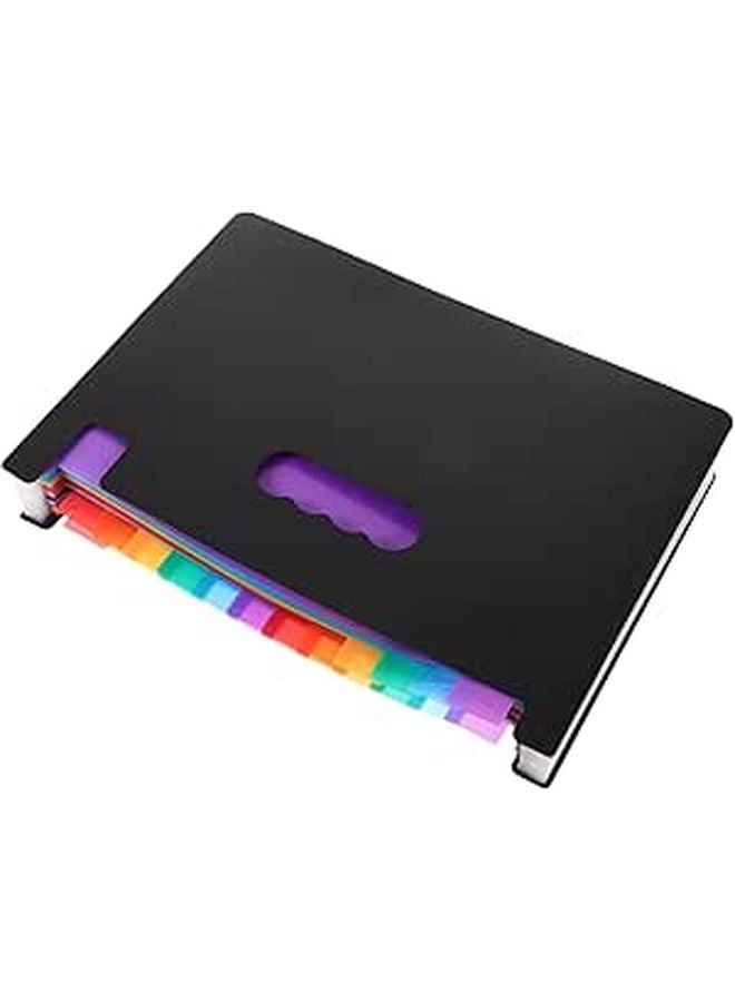Rainbow Colored Portable File Folder Organizer Holder With Labels For Office Supplies - Image 1