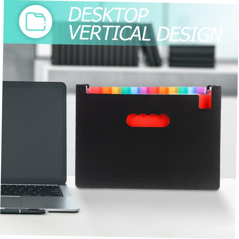 Rainbow Colored Portable File Folder Organizer Holder With Labels For Office Supplies - Image 3