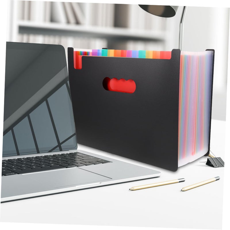 Rainbow Colored Portable File Folder Organizer Holder With Labels For Office Supplies - Image 4