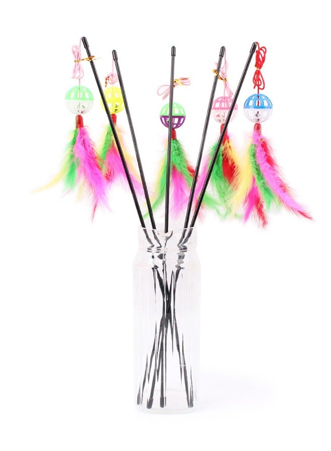 【Recommended】Cat Teaser Toy - Stop Boredom! Interactive Wand with Feathers & Bells for Play & Exercise. Best Gift for Cats Premium Cat Toy Teaser Stick with Ball, Bell & Feather (1 pc) - Image 1