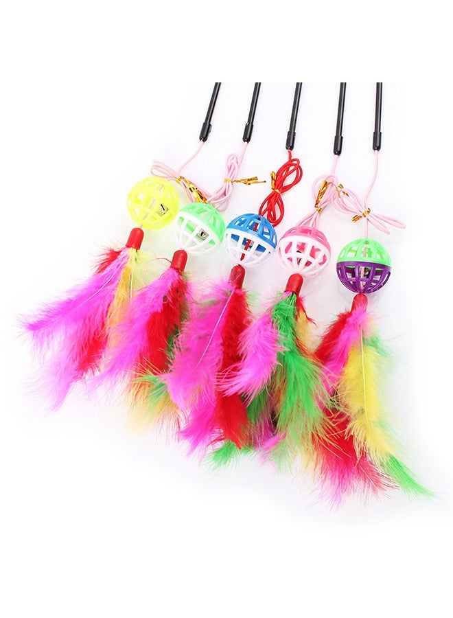 【Recommended】Cat Teaser Toy - Stop Boredom! Interactive Wand with Feathers & Bells for Play & Exercise. Best Gift for Cats Premium Cat Toy Teaser Stick with Ball, Bell & Feather (1 pc) - Image 2