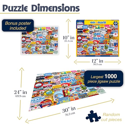 White Mountain Puzzles A Day at The Beach - 1000 Piece Jigsaw Puzzle - Image 2