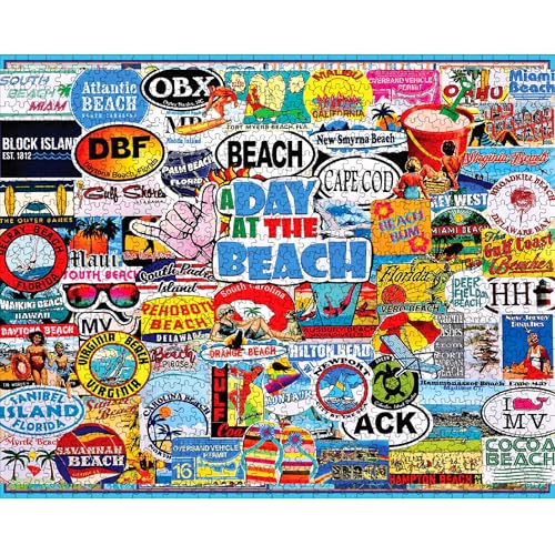 White Mountain Puzzles A Day at The Beach - 1000 Piece Jigsaw Puzzle - Image 3