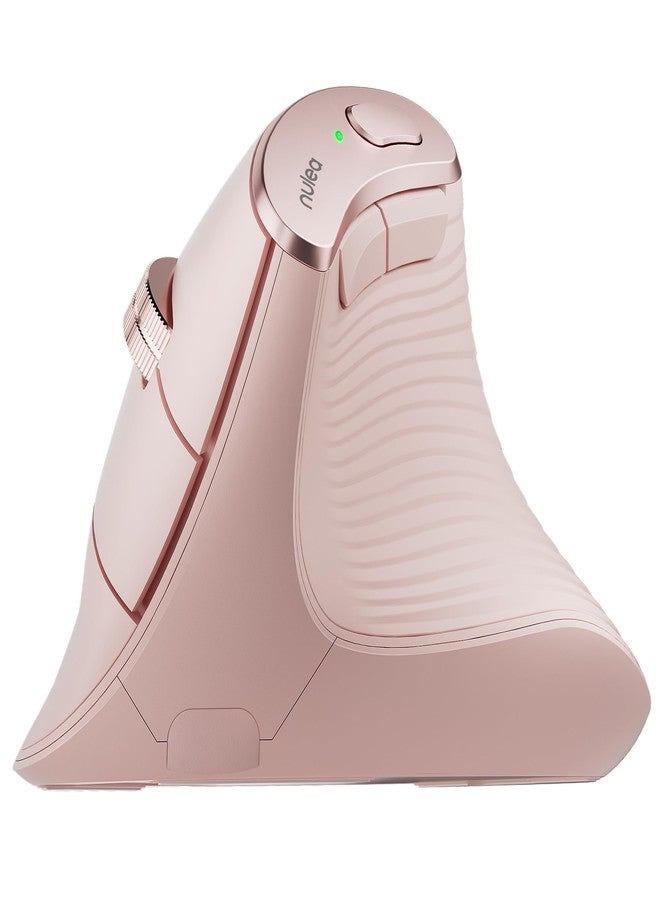 Nulea M510 Vertical Mouse Wireless, Ergonomic Mouse for Comfy Tracking, 3 Adjustable DPI (800-1200-1600), 2.4G Wireless Vertical Mouse with 6 Buttons, Compatible with Windows, Mac OS, Laptop, PC,Pink - Image 1