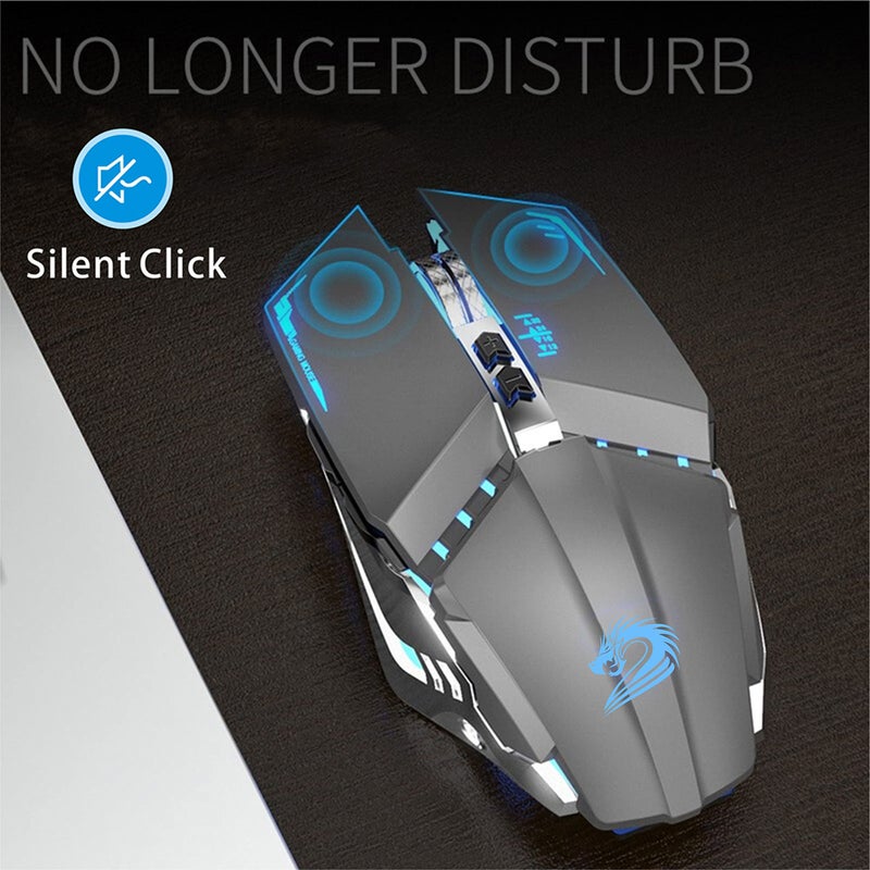 TENMOS T12 Wireless Gaming Mouse Rechargeable, 2.4G Silent Optical Wireless Computer Mice with Changeable LED Light for Laptop PC, 7 Buttons, 3 Adjustable DPI (Grey) - Image 4