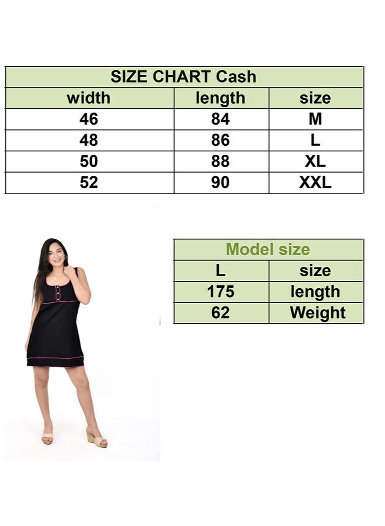 Women’s 100% Cotton Beach Cover Up – Black with Pink Trim  - Image 4