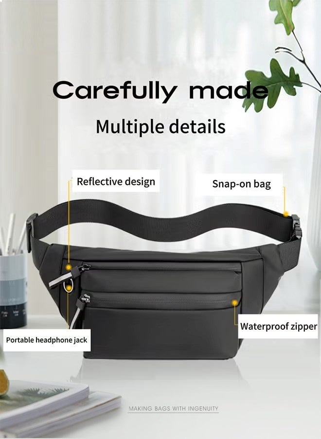 Large Crossbody Fanny Pack, Adjustable shoulder bag, Suitable for men and women, Stylish waterproof waist bag, Cell phone bag, wallet,Exercise Travel Leisure Walking Running Hiking Cycling - Image 4