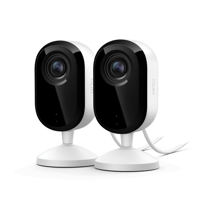 Arlo Essential Indoor Security Camera 2K (3rd Gen, 2025 Release) - Wired Plug-in Power, Person Recognition, Animal Detection, 1-Month Trial of Secure Plan, Automated Privacy Shield, 2 Cam, White - Image 1