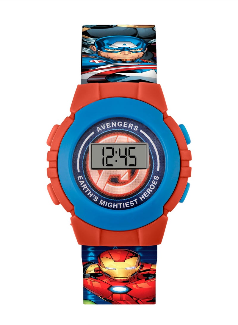 Disney Marvel Avengers Red & Blue Character Print Digital Watch - AVG4818 - Image 1