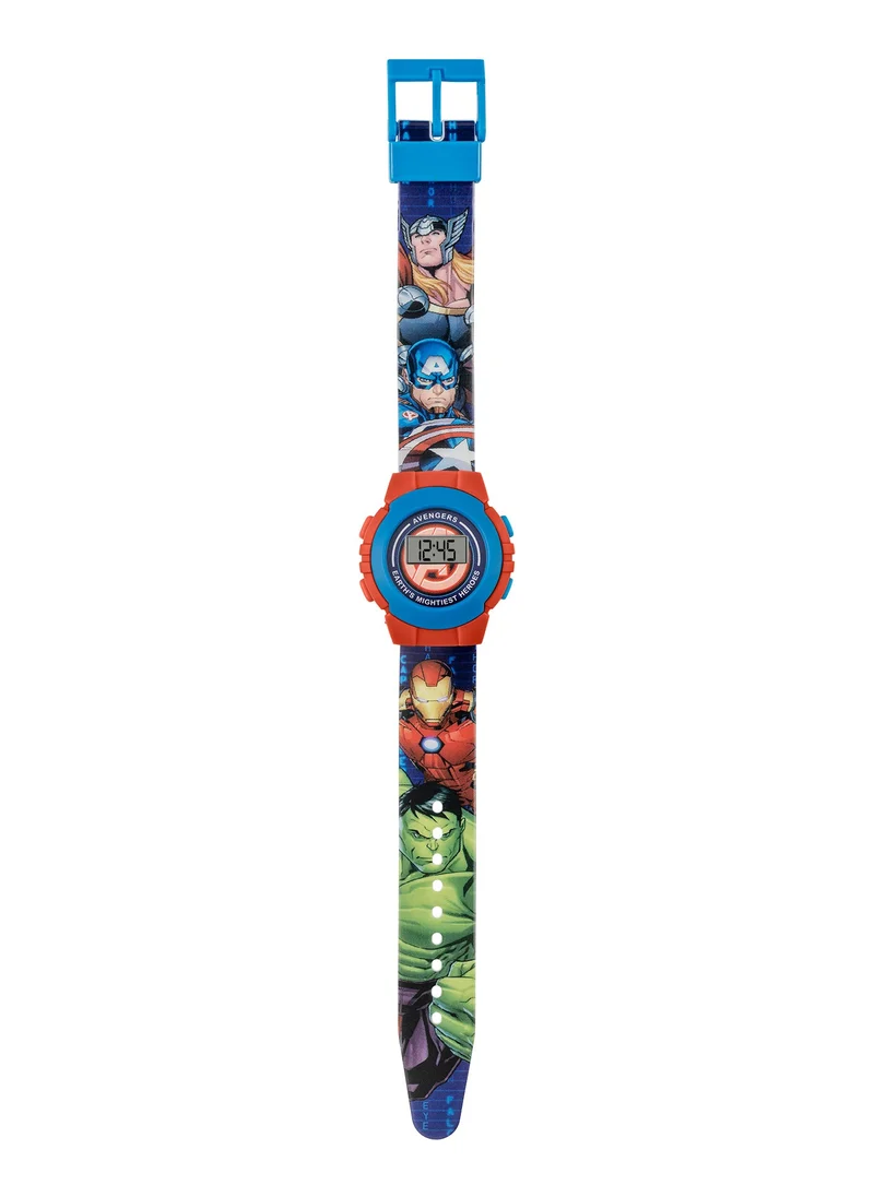 Disney Disney Marvel Avengers Red & Blue Character Print Digital Watch - AVG4818