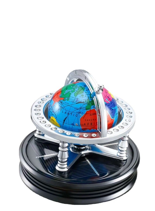 general Globe Design Solar Car Air Freshener Silent Motor Solar Powered Rotation Natural Plant Essence Safe for Mom Baby - Image 1