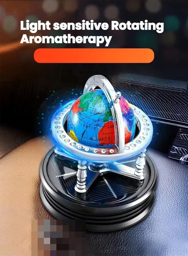 general Globe Design Solar Car Air Freshener Silent Motor Solar Powered Rotation Natural Plant Essence Safe for Mom Baby - Image 2