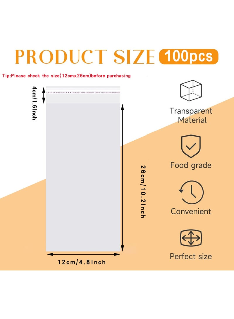 Neonix Self Sealing Cellophane Bags Self Adhesive,12x26 cm Clear Resealable Cellophane Bags 100Pieces，Food Safe, Cello Bags OPP for Cookies,Cards,Envelopes,Pictures - Image 2