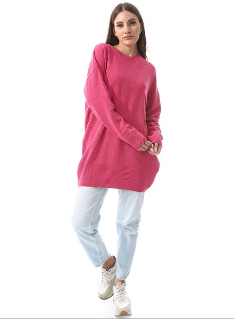 بلوفر محبوك سهل الارتداء _ فوشيا