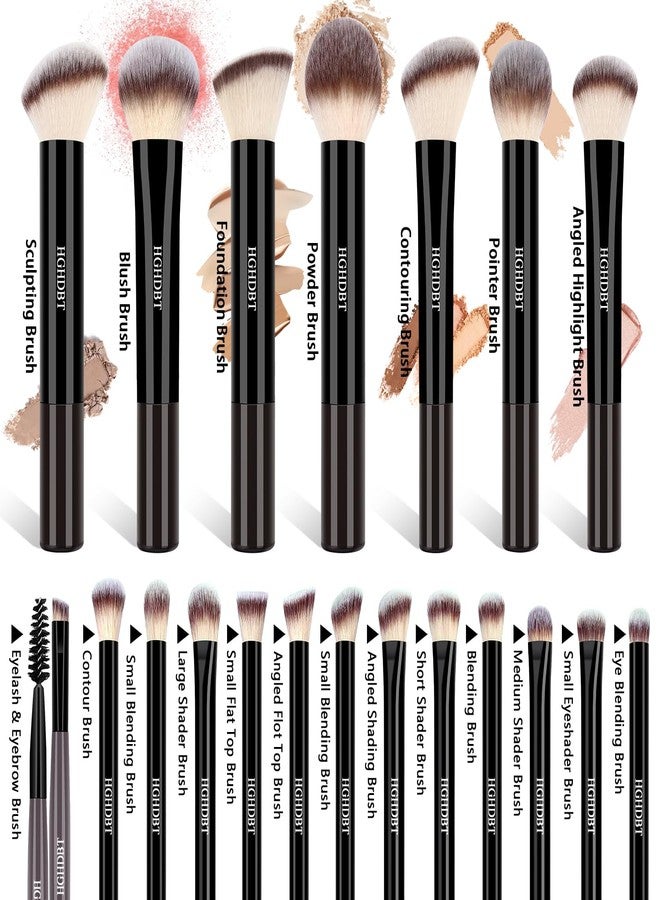 HGHDBT 57Pcs Black Makeup Brushes Set Professional with Case Premium Synthetic for Foundation Concealer Blush Eye Shadow Powder Eye & Face Make up Brush Kit with Beauty Blender Sponge Set Tools - Image 2