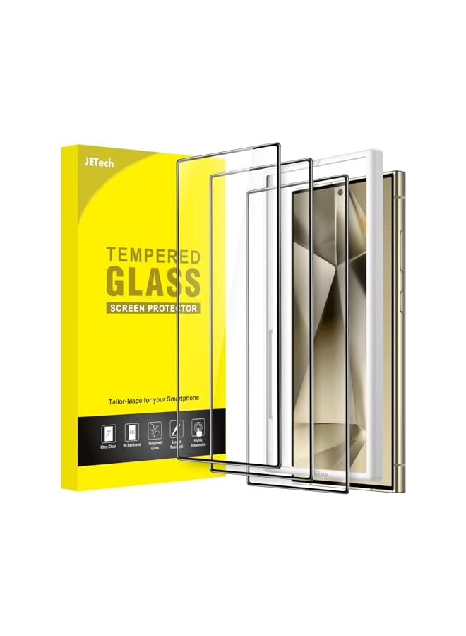 جي تيك واقي شاشة بتغطية كاملة من JETech لهاتف Samsung Galaxy S24 Ultra 5G مقاس 6.8 بوصة، طبقة من الزجاج المقسى مع أداة تثبيت سهلة، متوافق مع معرف بصمة الإصبع، شفاف عالي الدقة، 3 عبوات - Image 1