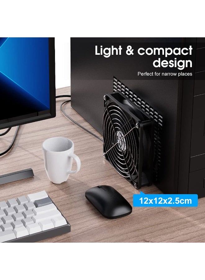 120mm USB PC Fan 5V with L/M/H 3 Adjustable Speed Portable USB Computer Fan Electronic Cooling Fan 1500 RPM with Metal Grill for Laptop/TV Box/AV Cabinet/PS4/Router - Image 4