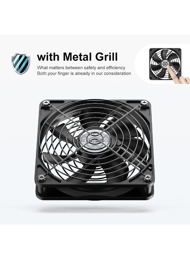 120mm USB PC Fan 5V with L/M/H 3 Adjustable Speed Portable USB Computer Fan Electronic Cooling Fan 1500 RPM with Metal Grill for Laptop/TV Box/AV Cabinet/PS4/Router - Image 3