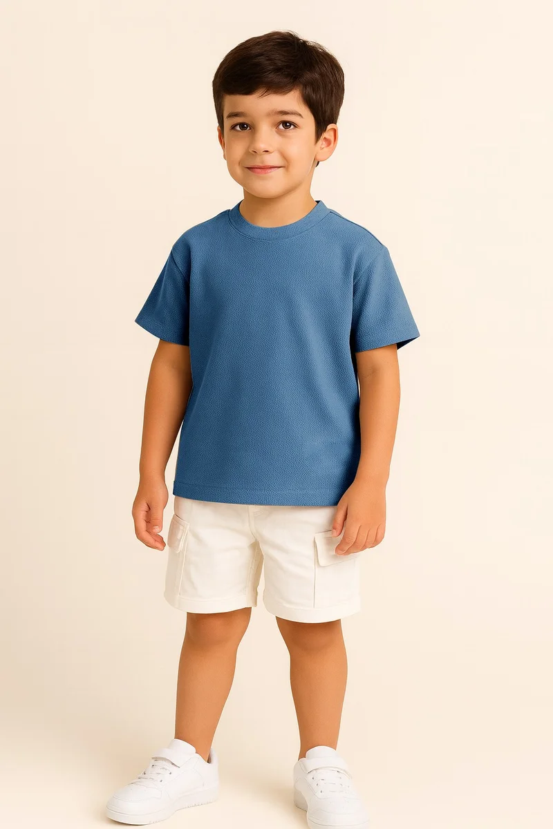 victor and jane Junior Boys Textured Cotton T-Shirt