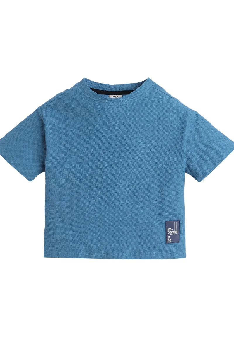victor and jane Junior Boys Textured Cotton T-Shirt