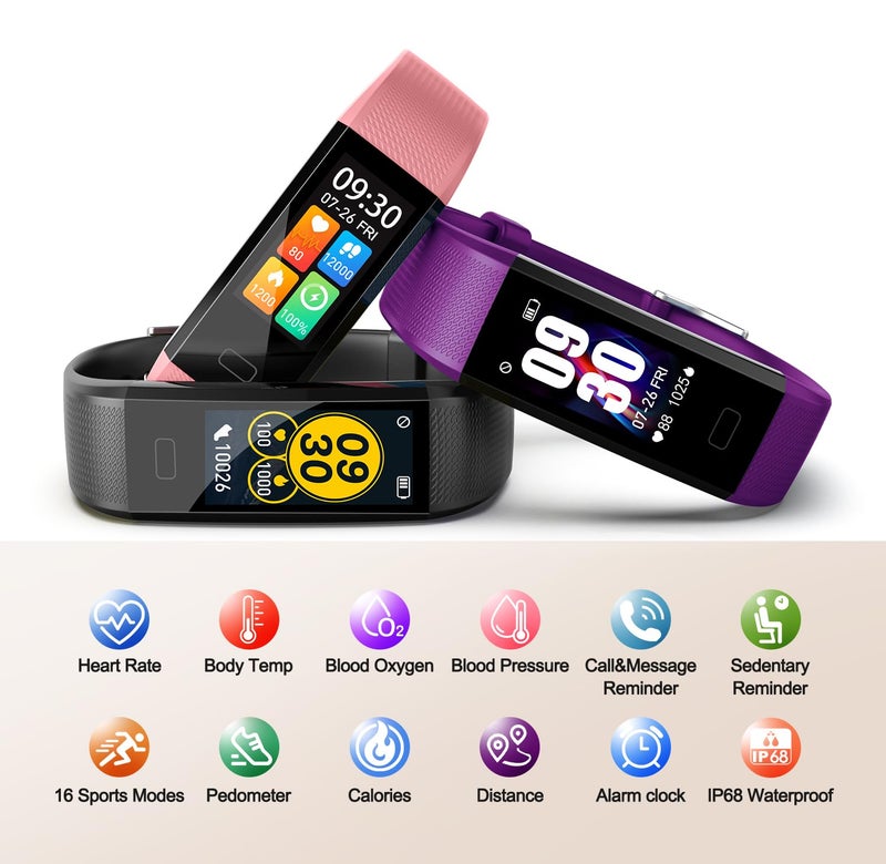 ENGERWALL Fitness Tracker with Step/Distance/Calories Counter, Activity Tracker with Heart Rate Monitor, Slim Style Watch IP68 Waterproof, Sleep Monitor Tracker, Pedometer Watch for Women Men - Image 2