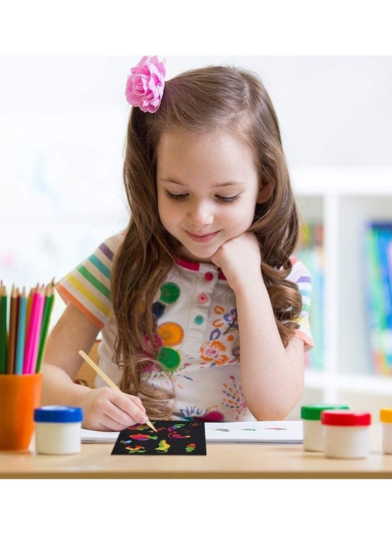 KASTWAVE Rainbow Scratch Paper Off Mini Notes Wooden Stylus Drawing Template Arts and Crafts Holographic Notepapers Birthday Presents Gifts for Girls Boys - Image 2