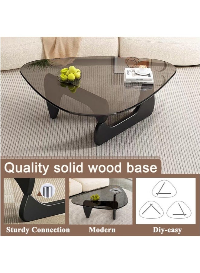 WALALLA Modern Glass Coffee Table for Living Room, Small mid Century Modern Coffee Table, Sleek Coffee Tables, Suitable for Bedroom Living Room Reception Office Tables,Black/Grey 83*57*40cm - Image 3