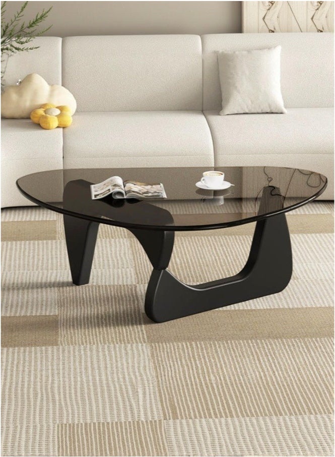 WALALLA Modern Glass Coffee Table for Living Room, Small mid Century Modern Coffee Table, Sleek Coffee Tables, Suitable for Bedroom Living Room Reception Office Tables,Black/Grey 83*57*40cm - Image 1