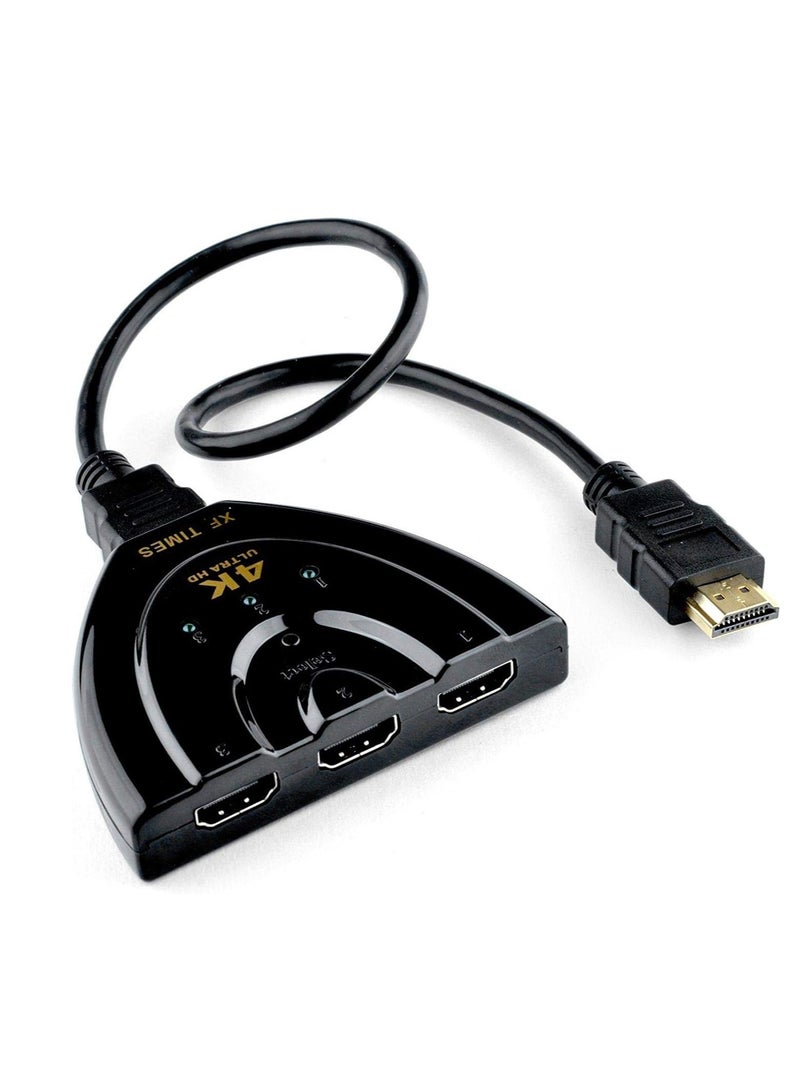 4K HDMI Switch 3-Port – Video Switcher & Splitter for HDTV, PS4, DVD with IR Remote Control - Image 1