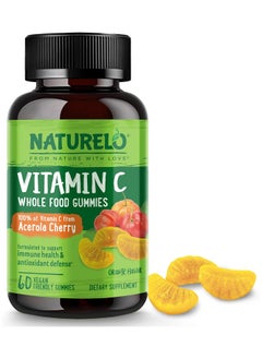Vitamin C Whole Food  Gummies -  Vitamin C from Acerola Cherry Formulated to Support Immune Health & Antioxidant Defense, Orange Flavor Dietary Supplement - 60 Vegan-Friendly Gummies